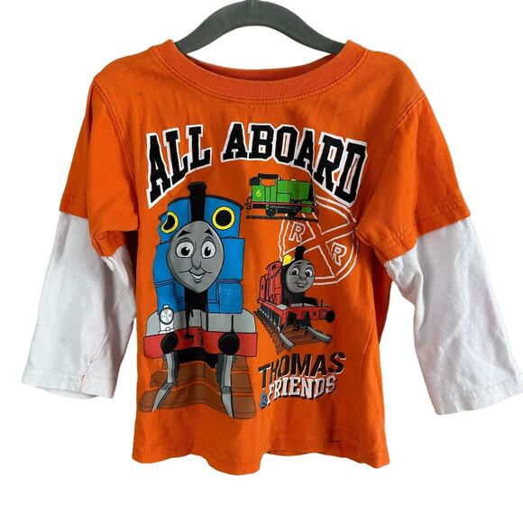 Thomas & Friends Layered Long Sleeve Graphic Shirt All Aboard 4T Toddler Boys - Picture 1 of 6